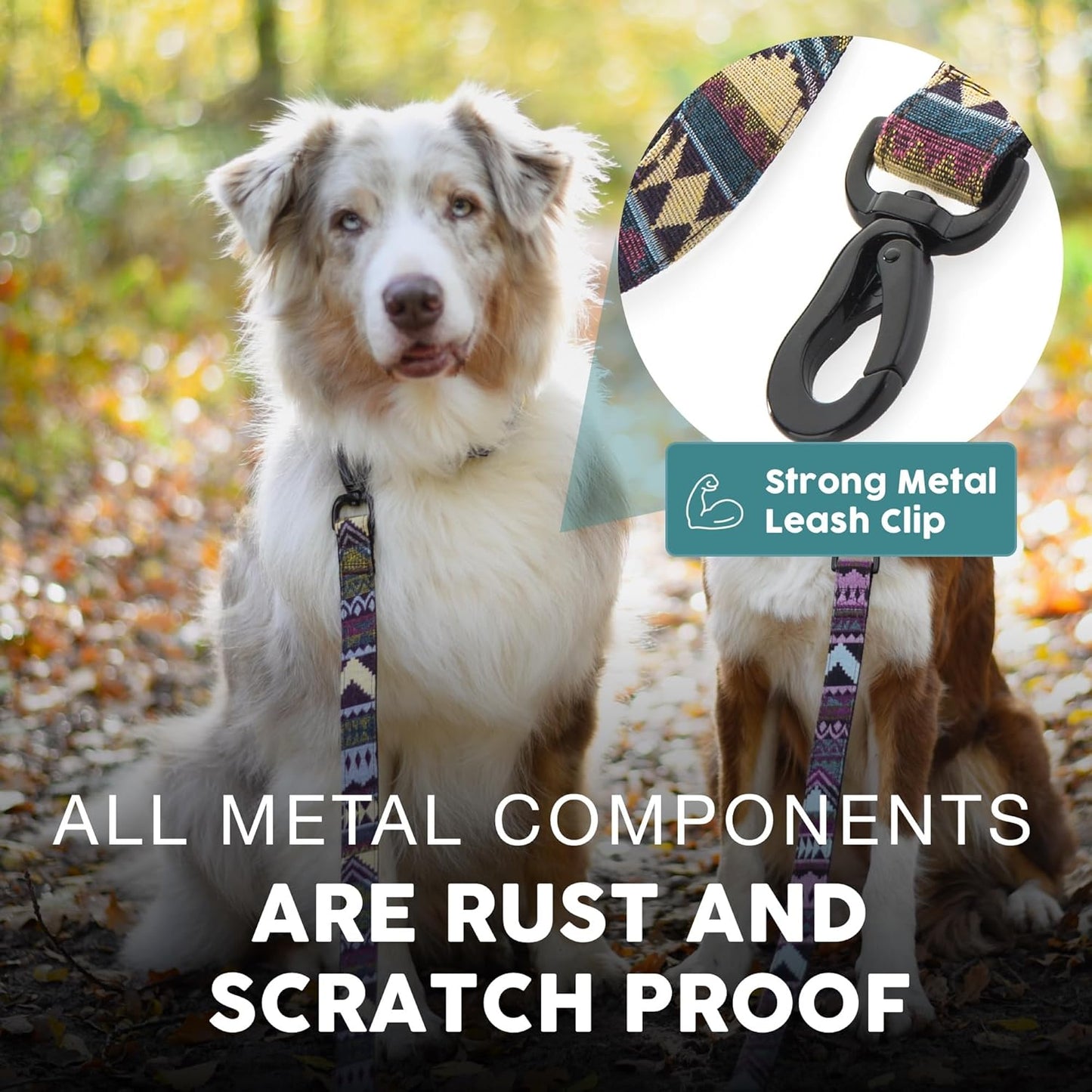 Ethnic Style Dog Leash – 120cm Durable Rope with Dual Handles & Comfortable Grip – For Small & Medium Dogs